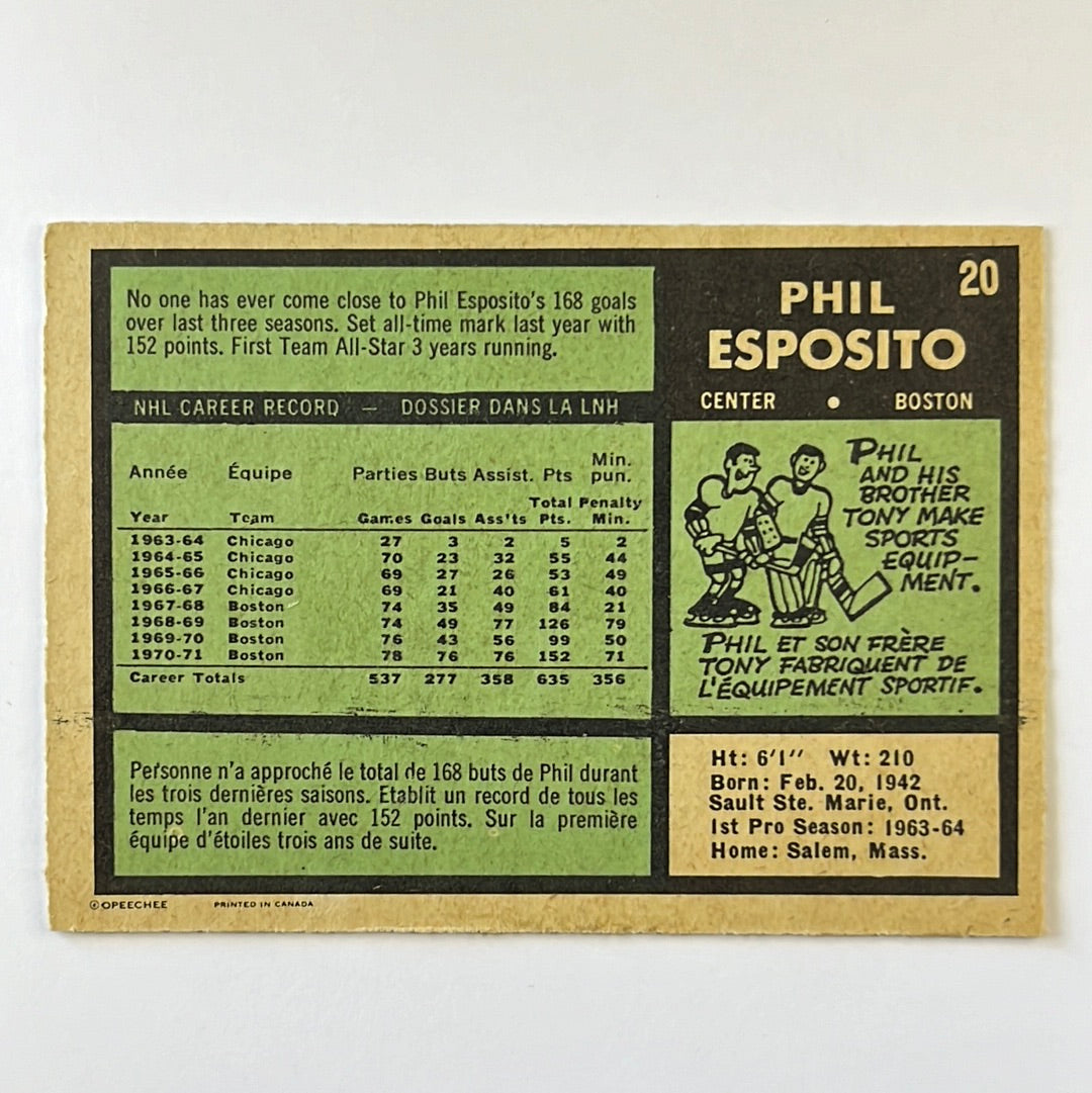 1971-72 O-Pee-Chee Phil Esposito #20