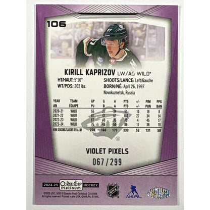2024-25 O-Pee-Chee Platinum Kirill Kaprizov Violet Pixels /299
