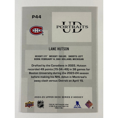 2024-25 Upper Deck Series 2 Lane Hutson UD Portraits RC