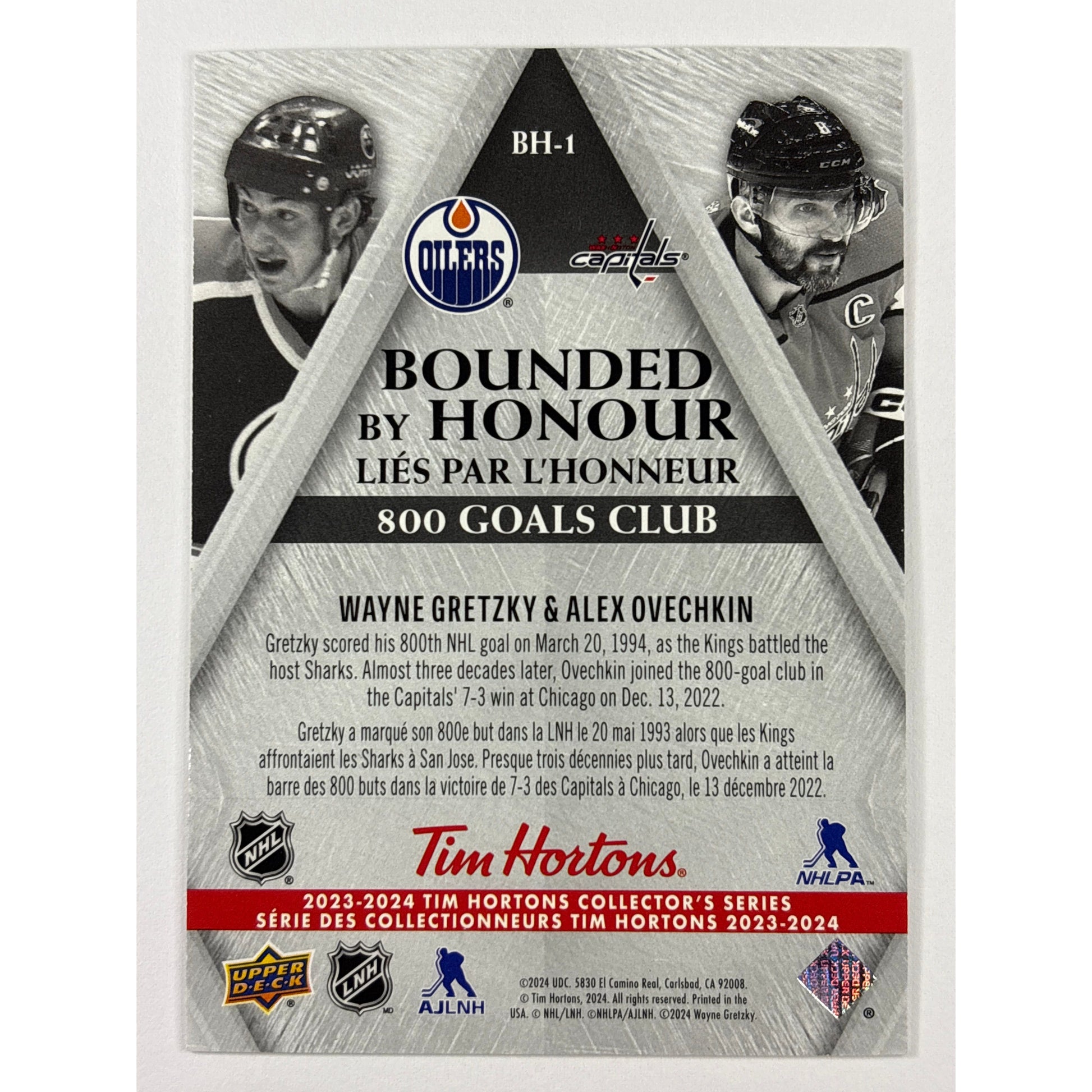 2023-24 Tim Hortons Collectors Series Wayne Gretzky Alex Ovechkin Bounded By Honour 800 Goals Club SSP | Local Legends Cards & Collectibles