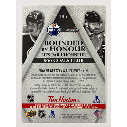 2023-24 Tim Hortons Collectors Series Wayne Gretzky Alex Ovechkin Bounded By Honour 800 Goals Club SSP | Local Legends Cards & Collectibles