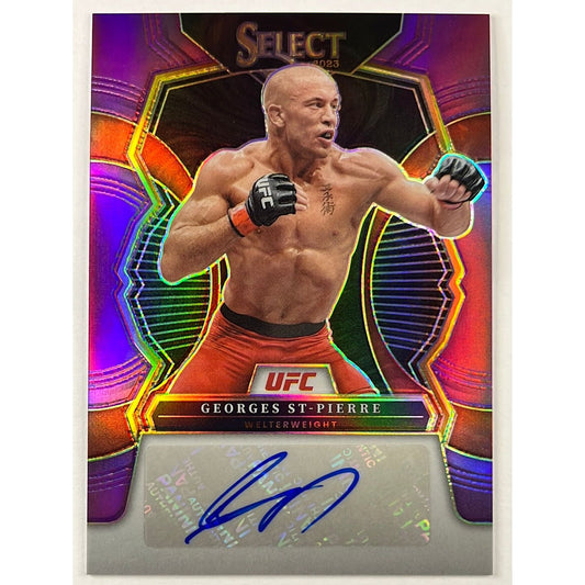 2023 Panini Prizm George St-Pierre Purple Holo Prizm Auto 01/49