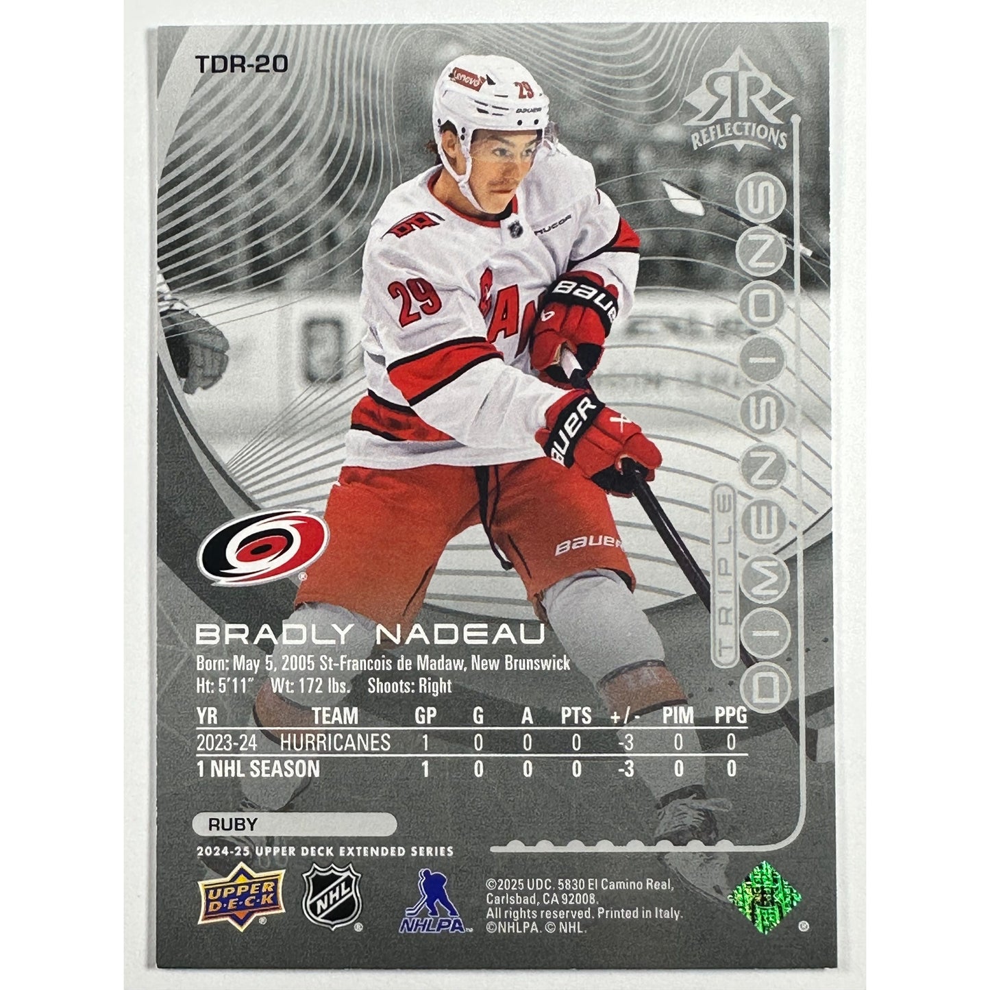 2024-25 Upper Deck Extended Series Bradly Nadeau Rookie Reflections /500