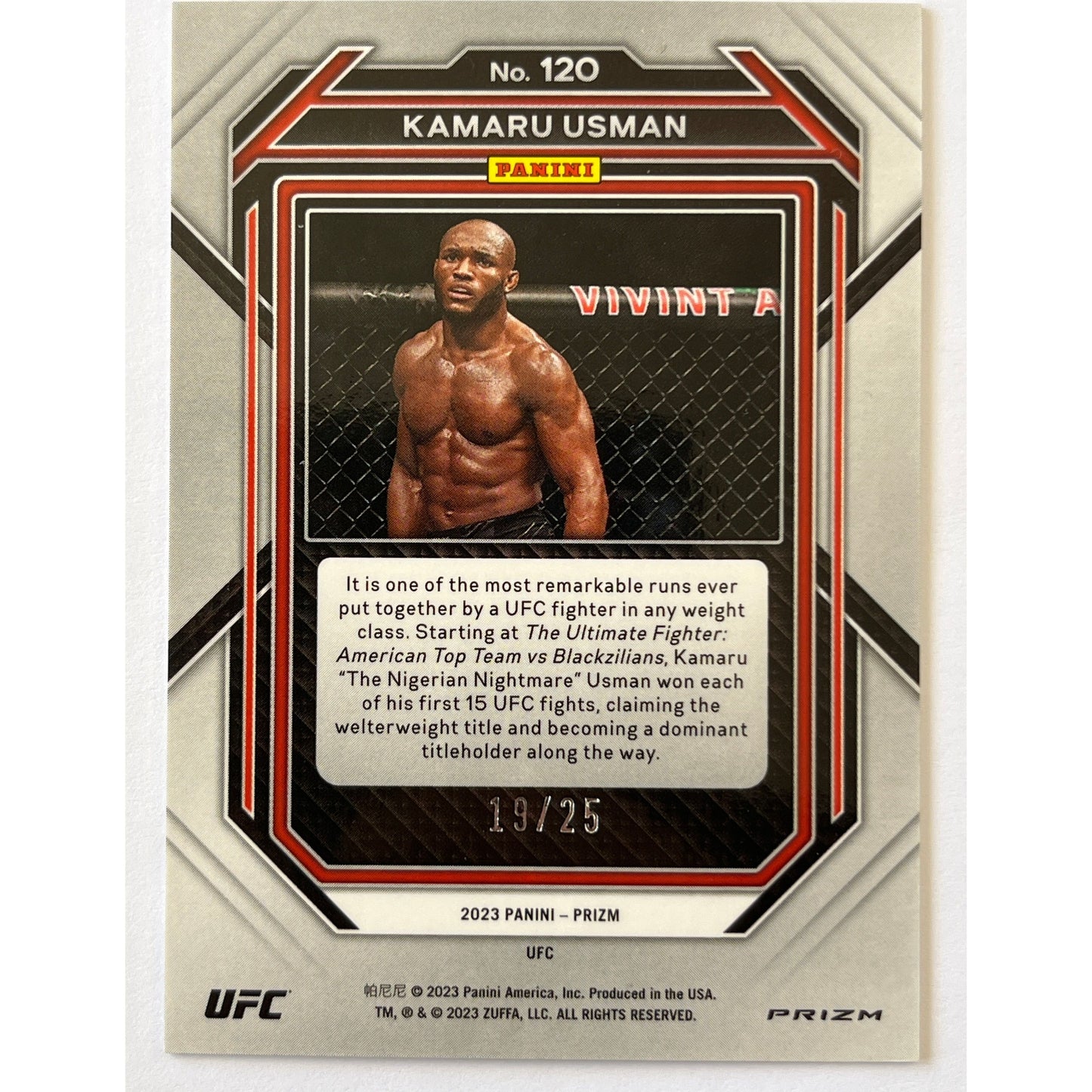 2023 Prizm Kamaru Usman Blue Disco Prizm /25