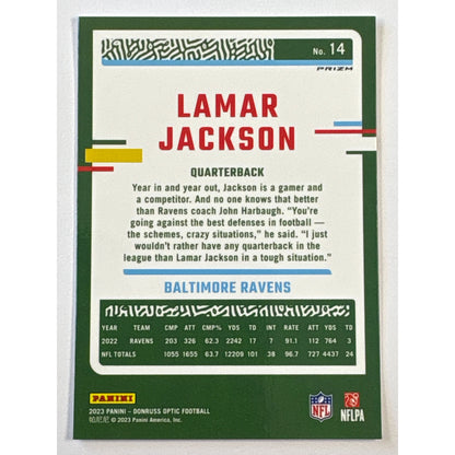 2023 Donruss Optic Lamar Jackson Silver Holo Prizm