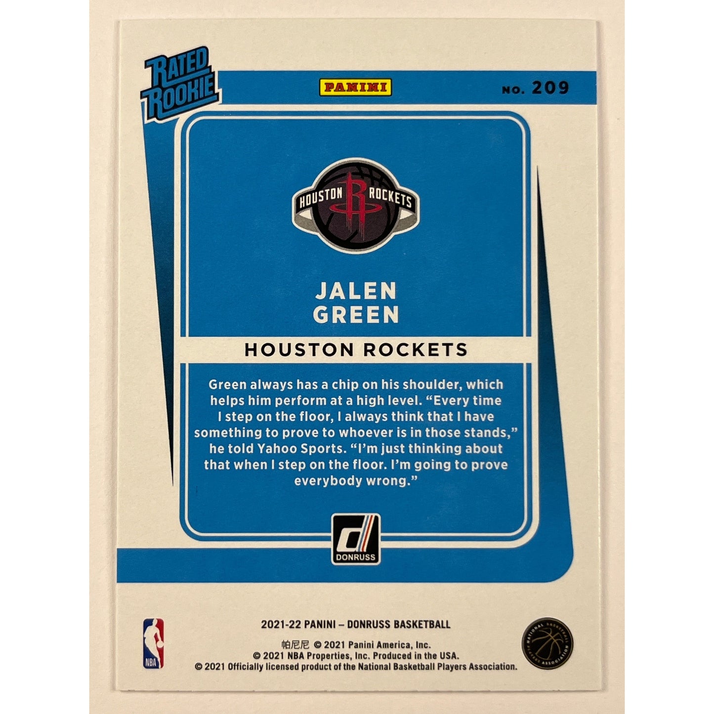 2021-22 Donruss Jalen Green Rated Rookie