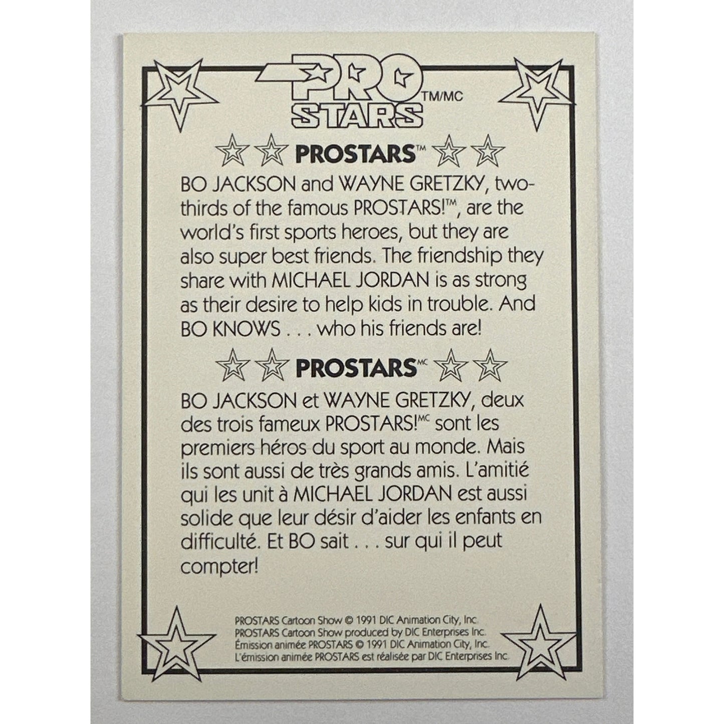 1991 Pro Stars Cereal Bo Jackson / Wayne Gretzky SP