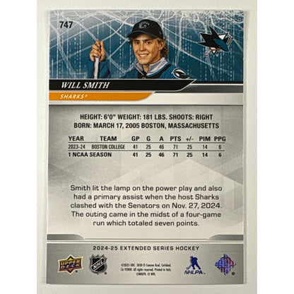 2024-25 Upper Deck Extended Series Will Smith Round 1 Draft RC