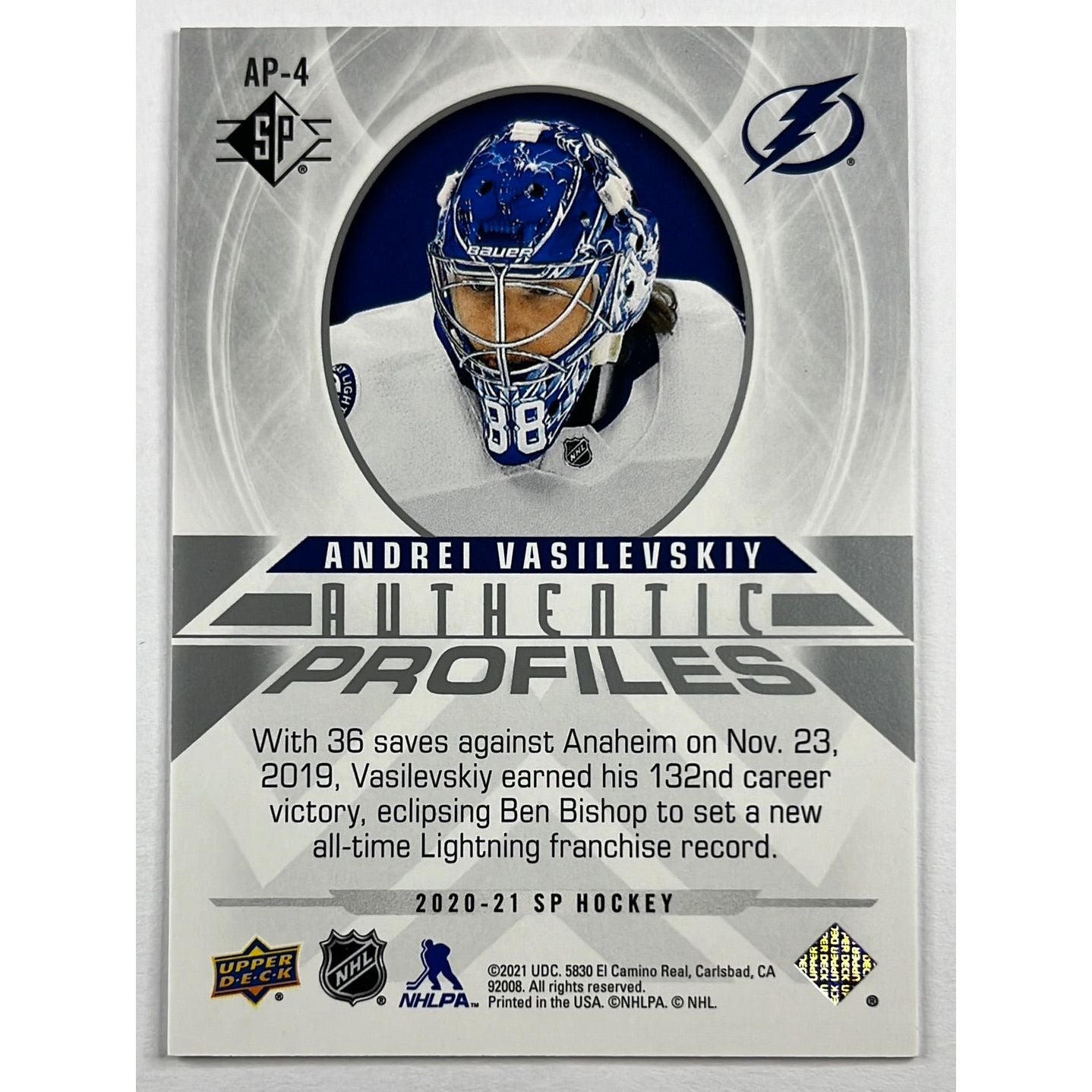 2020-21 SP Andrei Vasilevskiy Authentic Profiles /2299