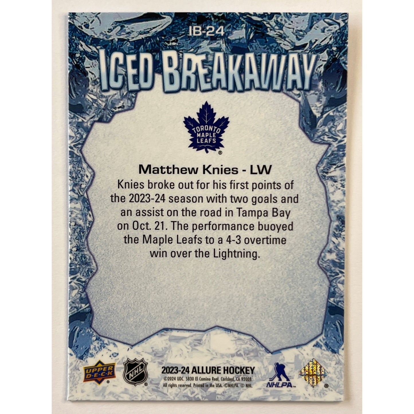 2023-24 Allure Matthew Knies Iced Breakaway RC