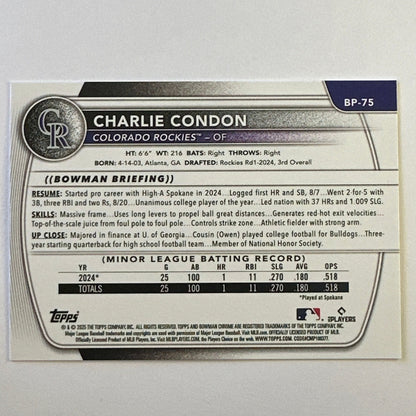 2025 Bowman Charlie Condon Bowman 1st