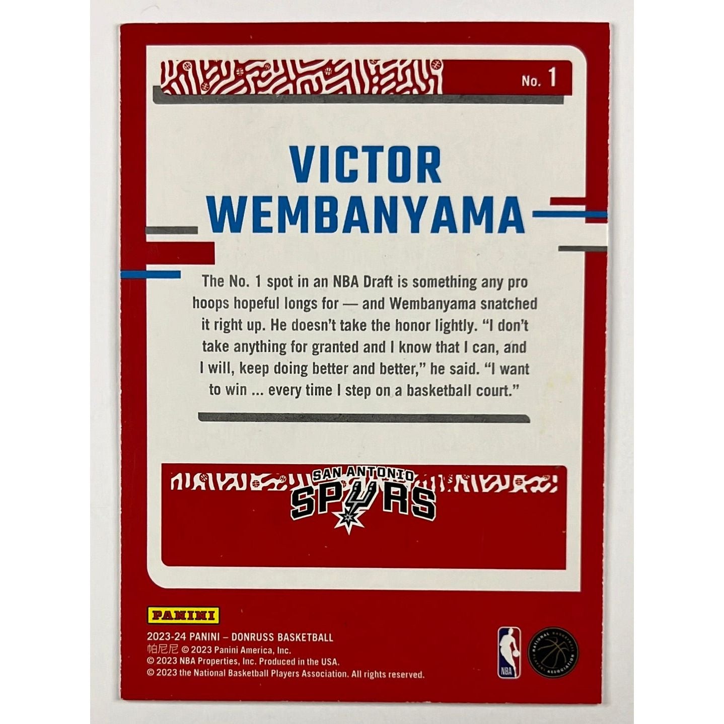 2023-24 Donruss Victor Wembanyama The Rookies