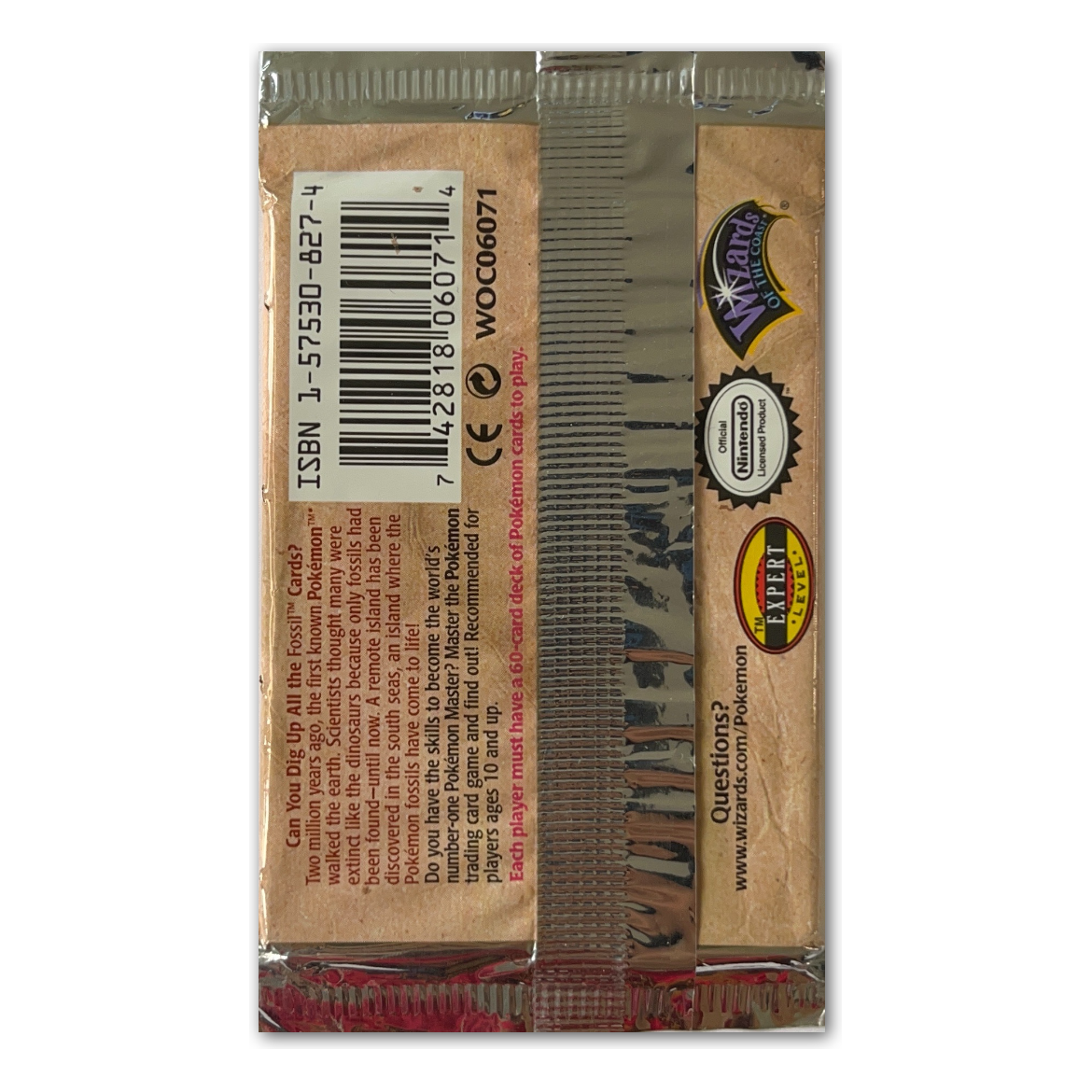 Pokémon 1999 WOTC Fossil Unlimited Edition Lapras Booster Pack