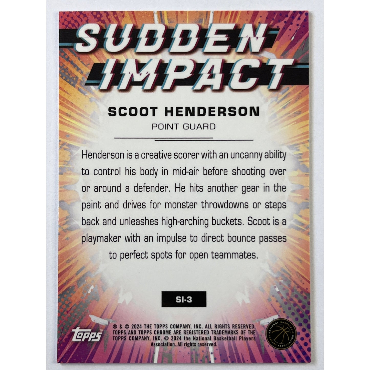 2024 Topps Chrome Scoot Henderson Sudden Impact Pink Refractor | Local Legends Cards & Collectibles