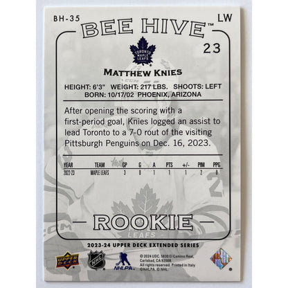 2023-24 Extended Series Matthew Knies Bee Hive Rookie