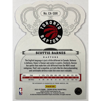 2022-23 Crown Royale Scottie Barnes Holo Amethyst Die Cut Auto /25 | Local Legends Cards & Collectibles
