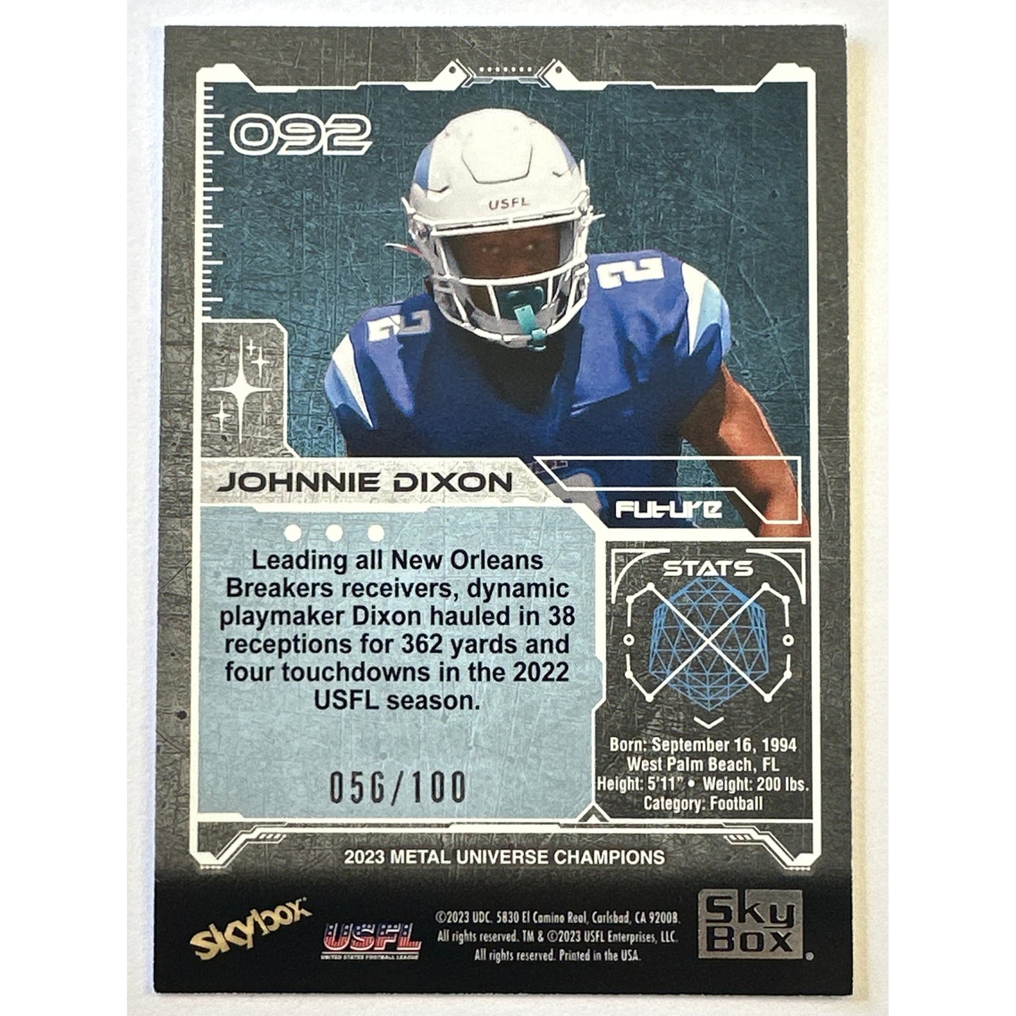 2023 Metal Universe Champions Johnnie Dixon Red Precious Metal Gems /100
