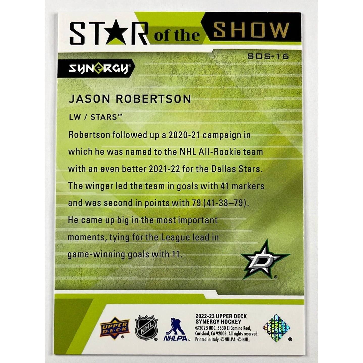 2022-23 Synergy Jason Robertson Star of the Show