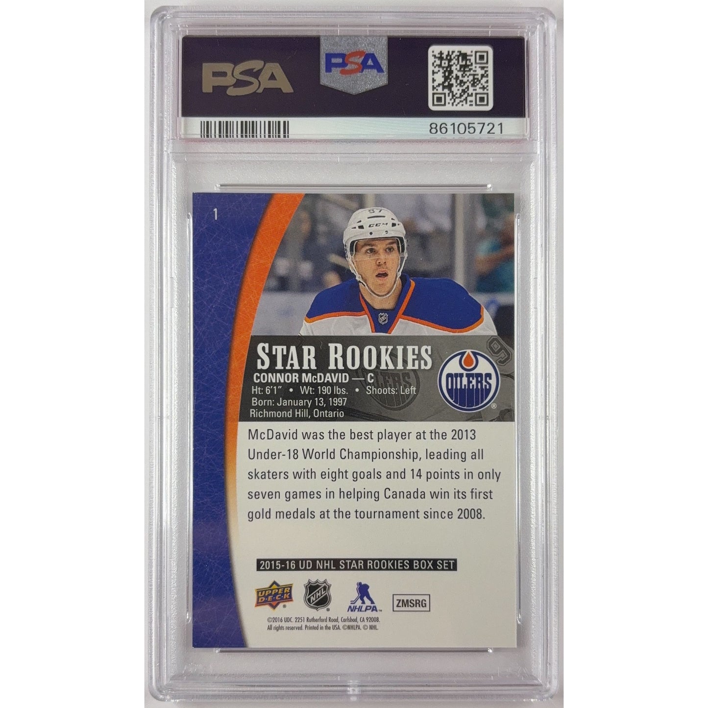 2015 Upper Deck Star Rookies Connor McDavid RC PSA 10 GEM MINT | Local Legends Cards & Collectibles