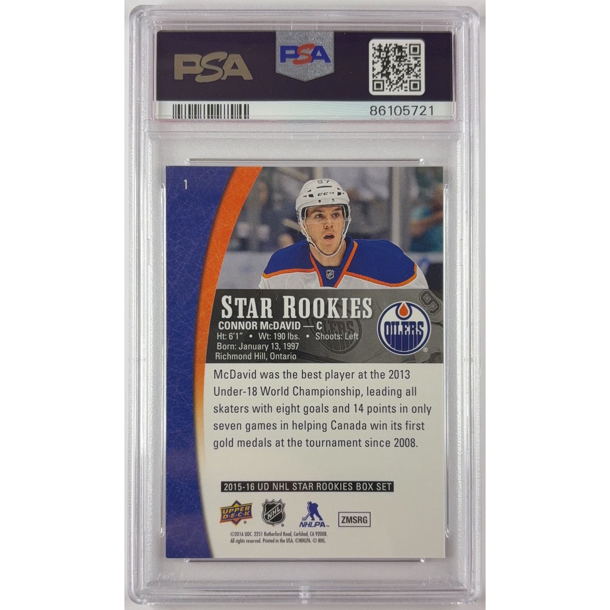 2015 Upper Deck Star Rookies Connor McDavid RC PSA 10 GEM MINT | Local Legends Cards & Collectibles