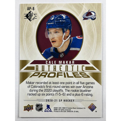 2020-21 SP Hockey Cale Makar Authentic Profiles /999