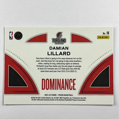 2021-22 Prizm Damian Lillard Dominance
