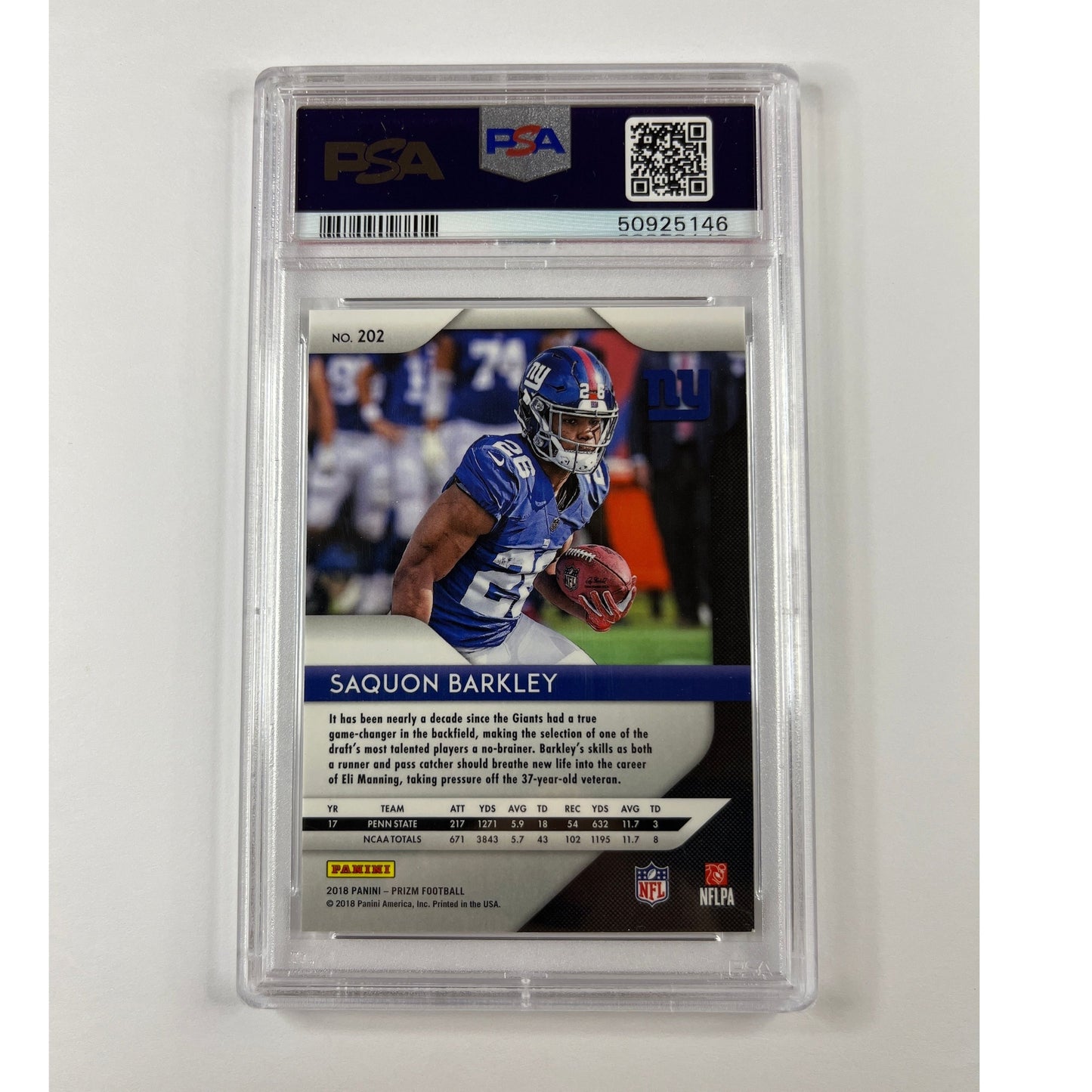 2018 Panini Prizm Saquon Barkley RC PSA 10 GEM MINT
