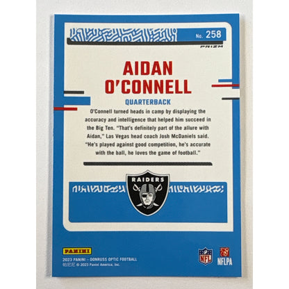 2023 Donruss Optic Aidan O’Connell Silver Holo Rated Rookie