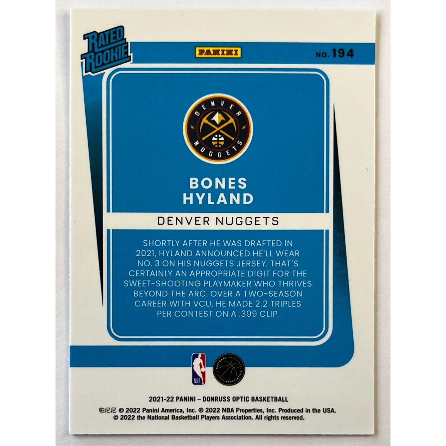 2021-22 Optic Bones Hyland Rated Rookie