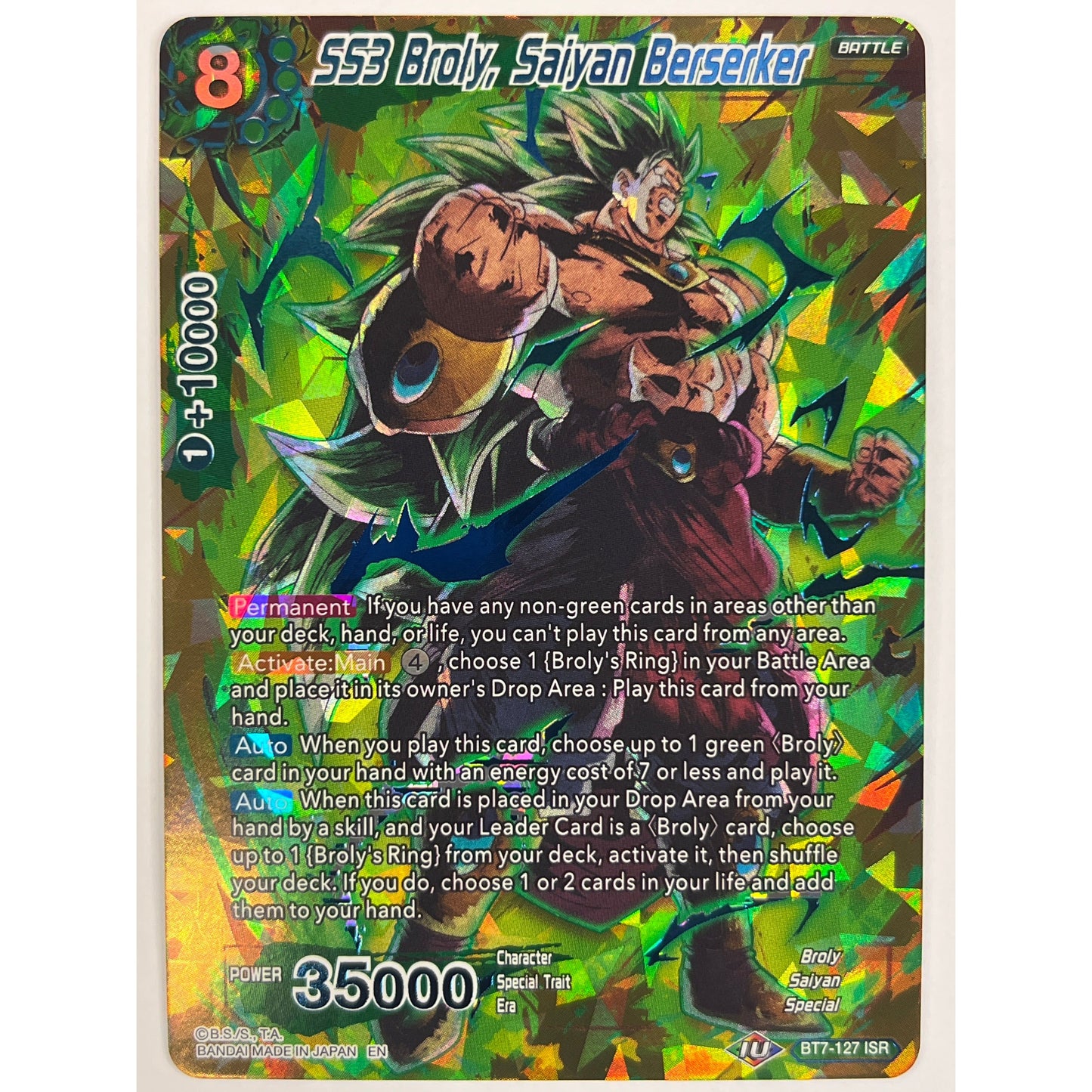 SS3 Broly, Saiyan Berserker Holo Infinite Saiyan Rare BT7 127