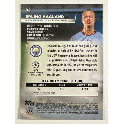 2023 Topps Stadium Club Chrome Erling Haaland