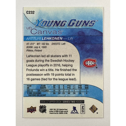2016-17 Upper Deck Series 2 Artturi Lehkonen UD Canvas Young Guns