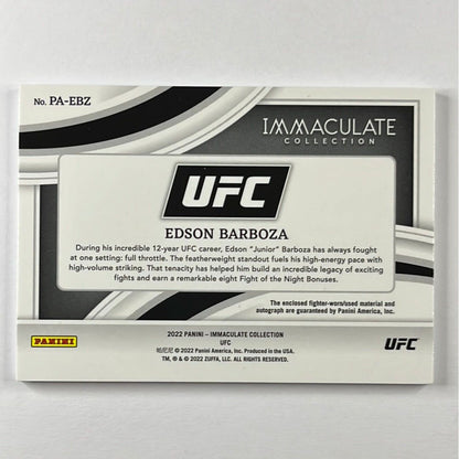 2022 Immaculate Collection Edson Barboza Fighter Used Patch Auto /99
