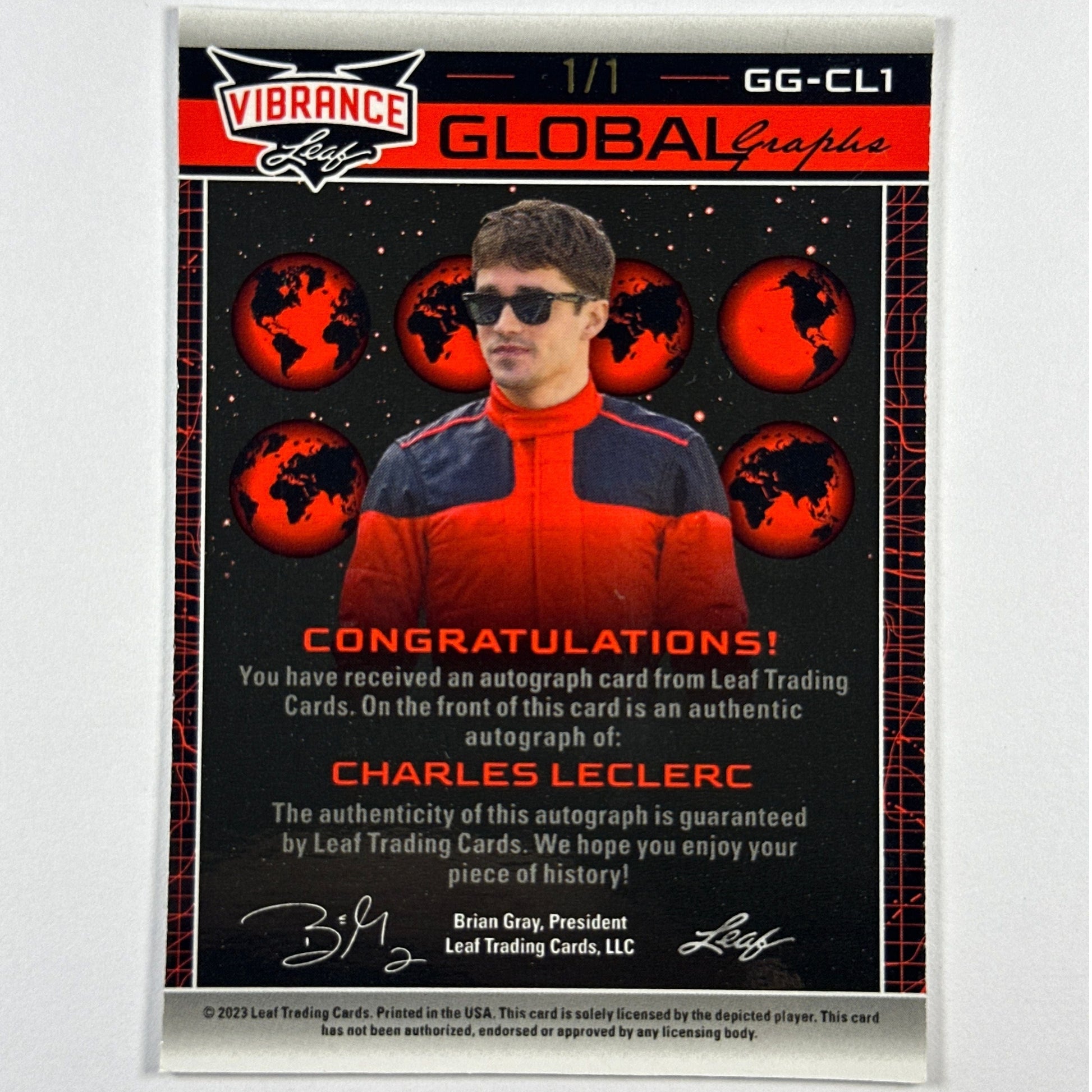 2023 Leaf Vibrance Charles Leclerc Gold Shimmer Auto 1/1 | Local Legends Cards & Collectibles