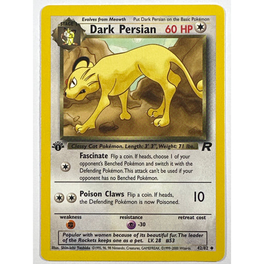 1st Edition Dark Persian Non Holo Uncommon 42/82