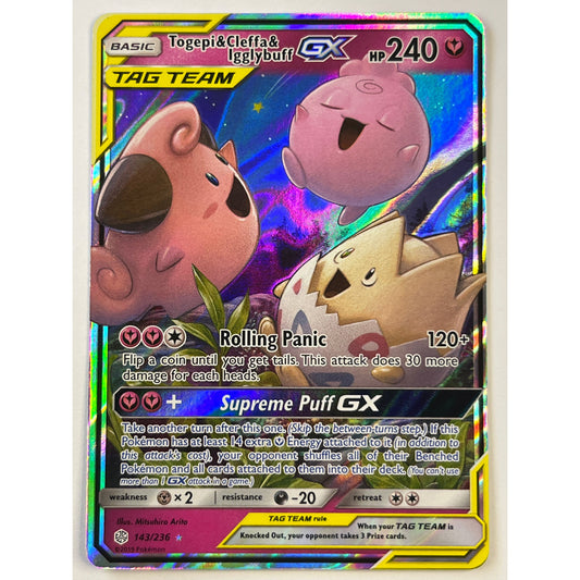 Tag Team Togepi Cleffa Igglybuff GX Holo Ultra Rare 143/236