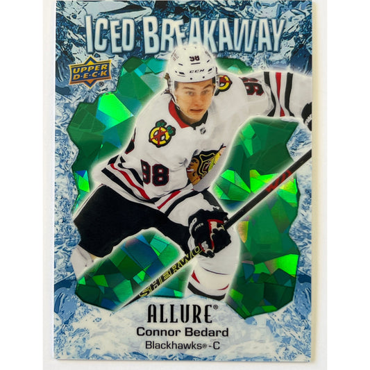 2023-24 Allure Connor Bedard Iced Breakaway Green Cracked Ice RC /249