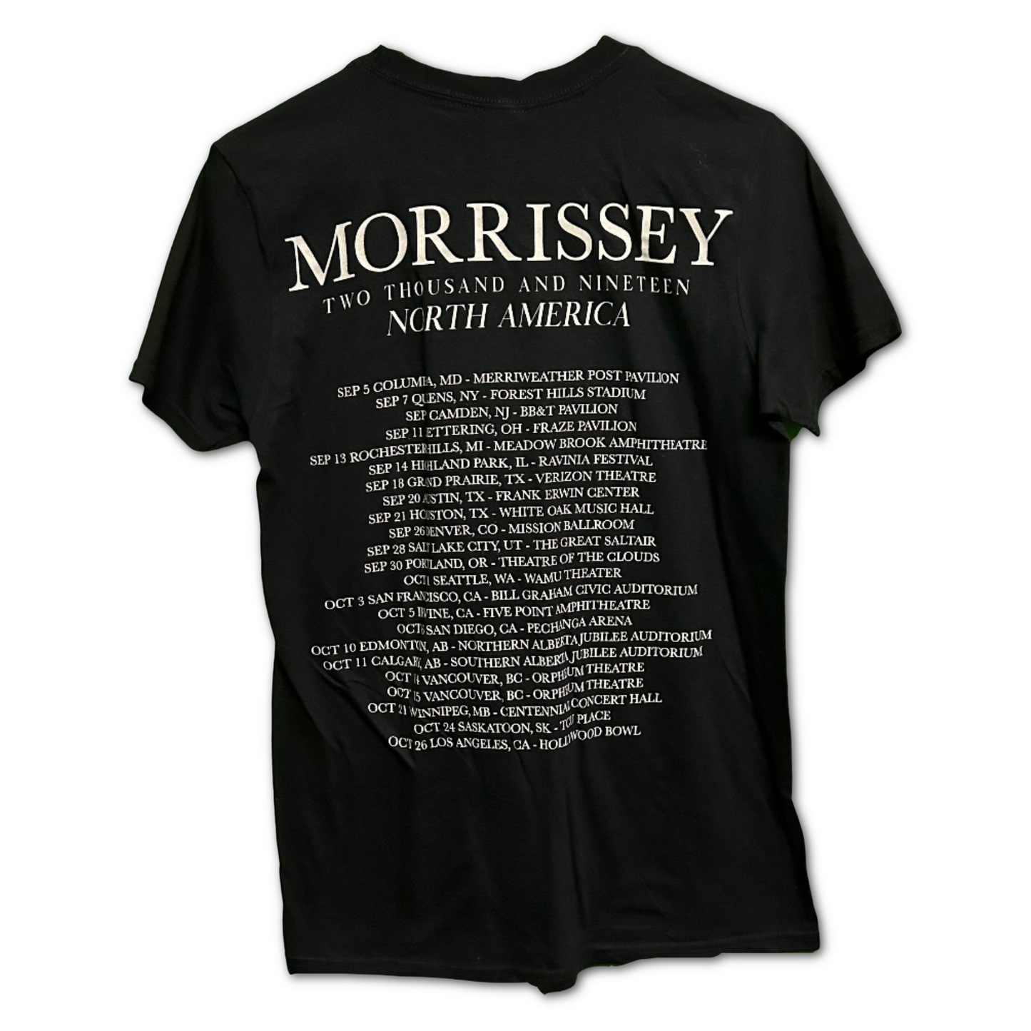 Official Morrissey 2019 North American Tour Shirt SM | Local Legends Cards & Collectibles
