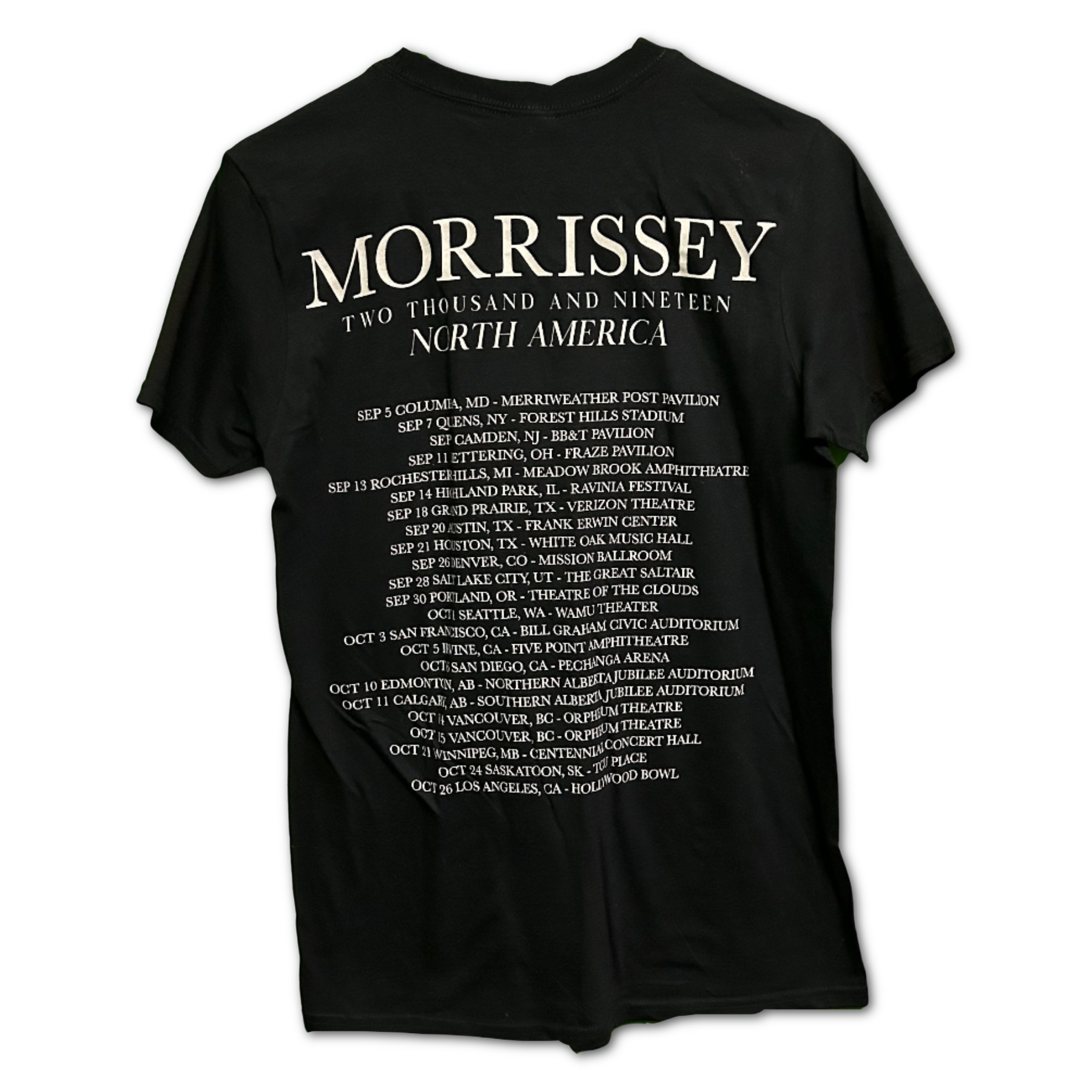 Official Morrissey 2019 North American Tour Shirt SM | Local Legends Cards & Collectibles