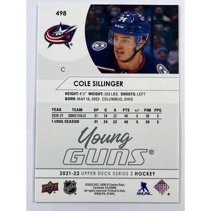 2021-22 Upper Deck Cole Sillinger Young Guns