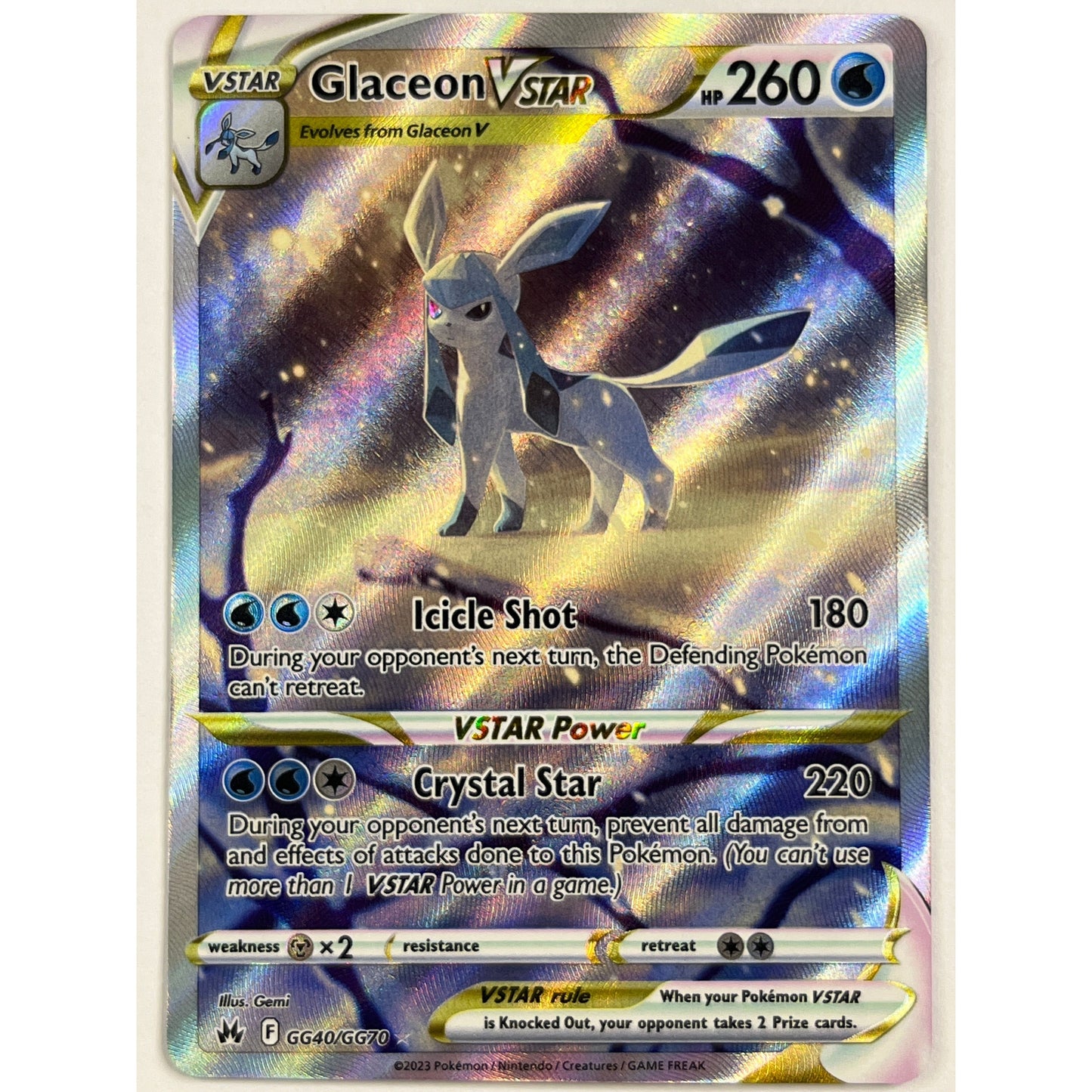 Glaceon VSTAR Holo Alt Art Rare GG40/GG70