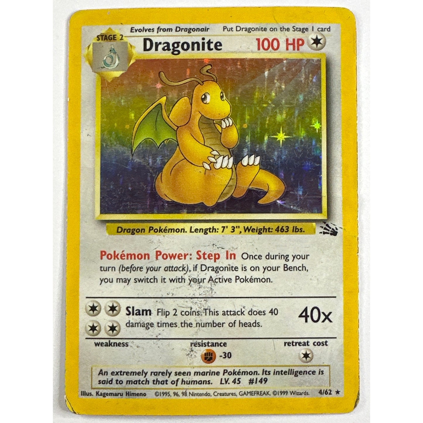 Base Set Dragonite Holo Rare 4/62