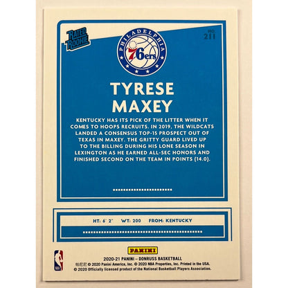 2020-21 Donruss Tyrese Maxey Rated Rookie