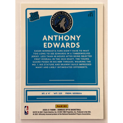 2020-21 Donruss Optic Anthony “Ant Man” Edwards Rated Rookie | Local Legends Cards & Collectibles