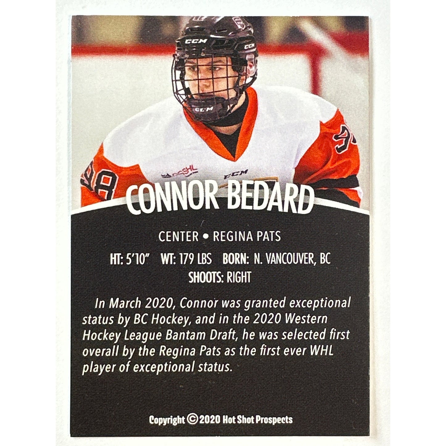 2020 Hot Shot Prospects Connor Bedard Pre RC