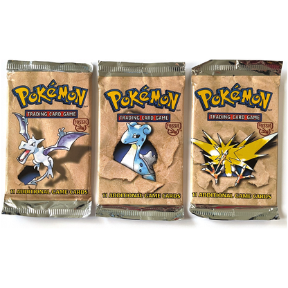 Pokémon 1999 WOTC Fossil Unlimited Edition 3 Pack Art Set w/ 1 HEAVY Pack