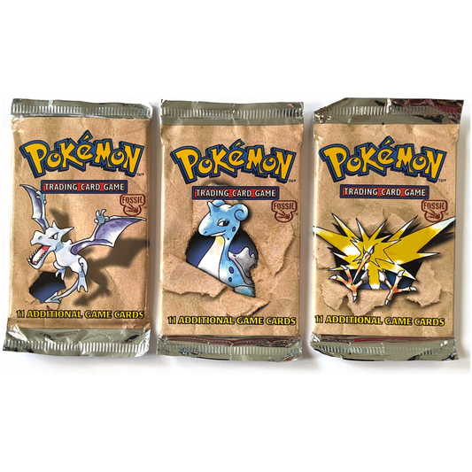 Pokémon 1999 WOTC Fossil Unlimited Edition 3 Pack Art Set w/ 1 HEAVY Pack