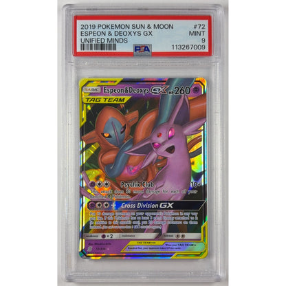 Tag Team Espeon & Deoxys GX Holo Ultra Rare 72/236 PSA 9 MINT | Local Legends Cards & Collectibles