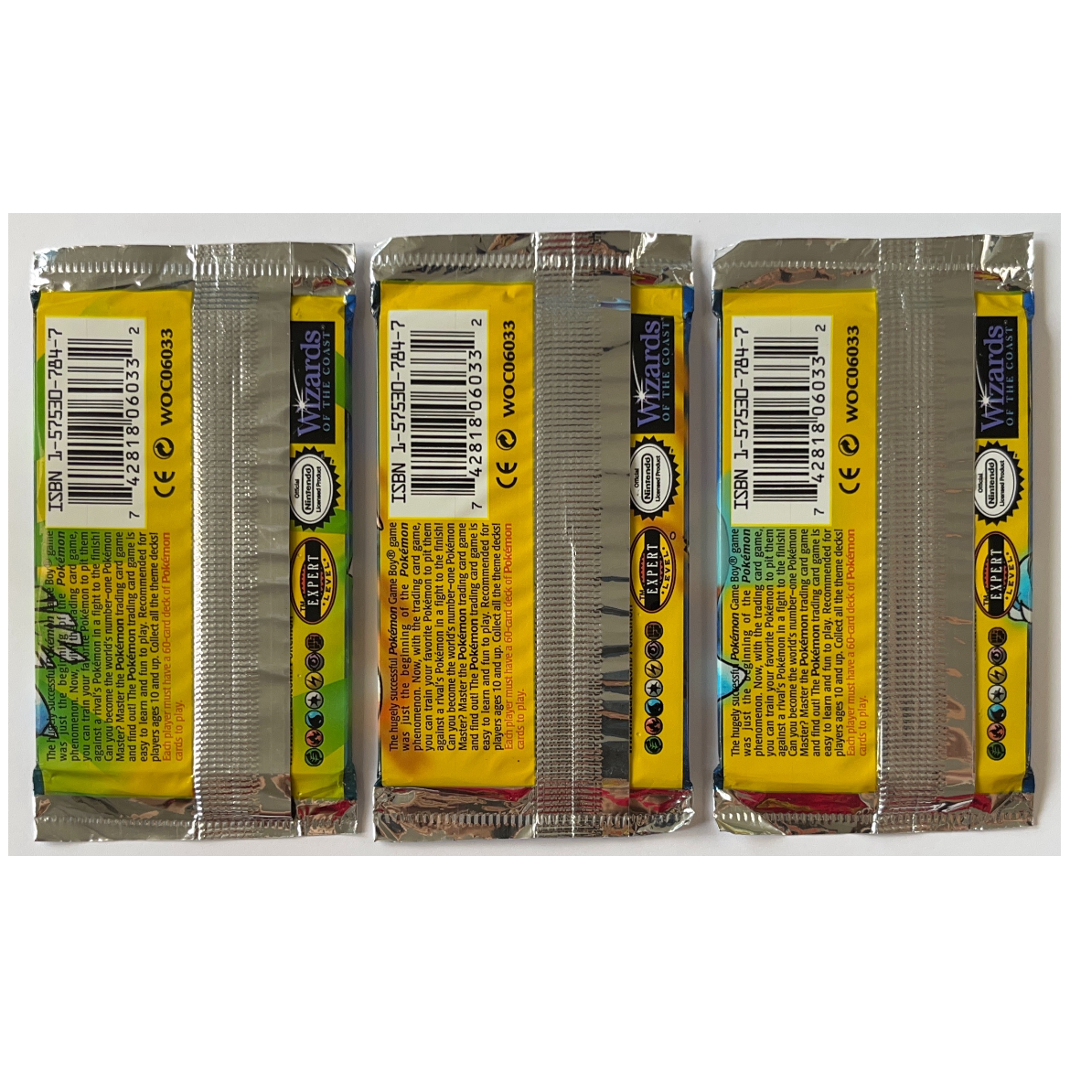 Pokémon 1999 WOTC Base Set Unlimited Edition 3 Pack Art Set w/ 2 HEAVY Packs