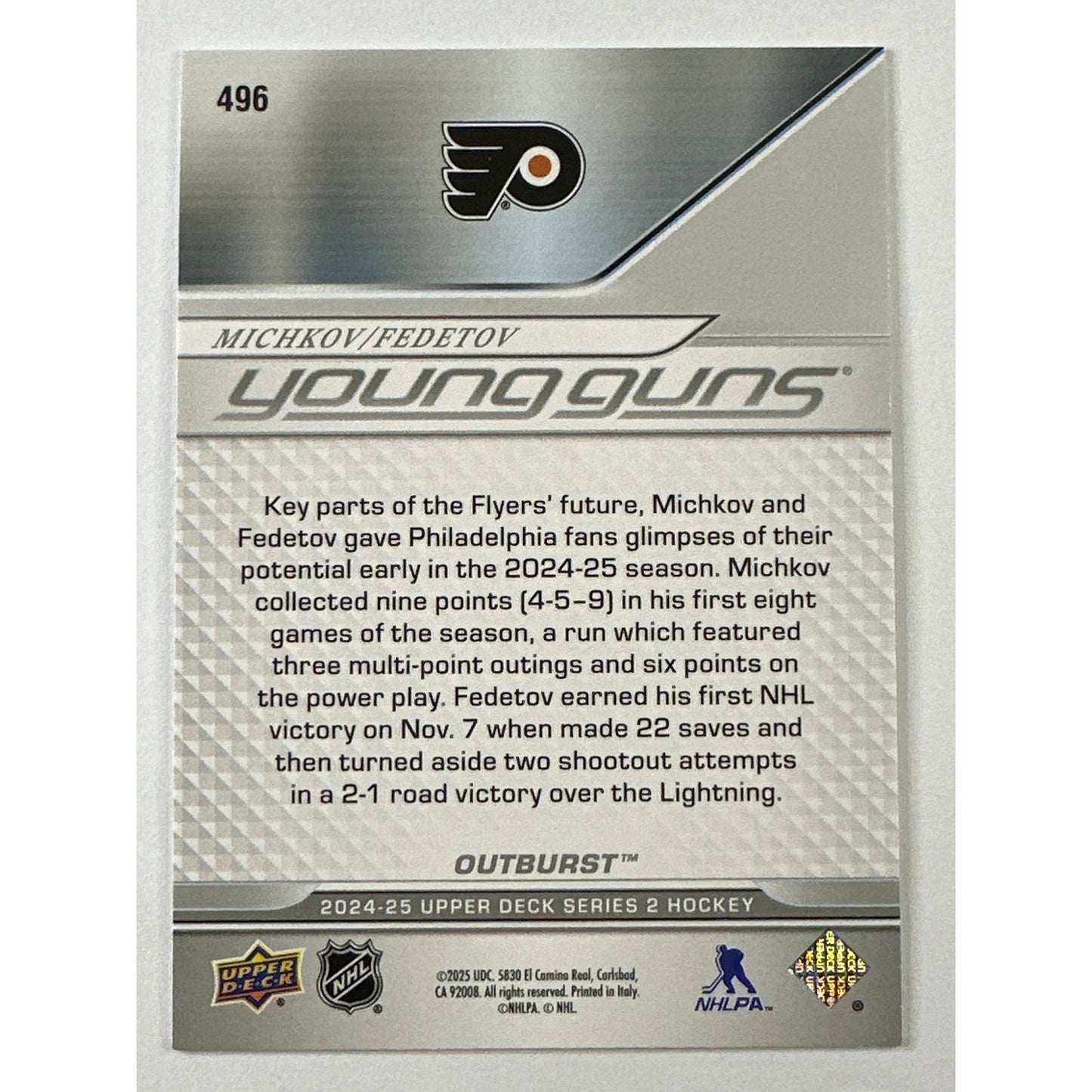 2024-25 Upper Deck Series 2 Michkov / Fedetov Young Guns Teammates Outburst